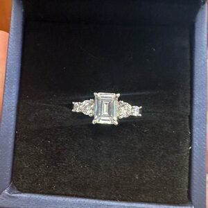 Elegant White Sapphire & Sterling Silver 5-stone Engagement Ring, Size 7